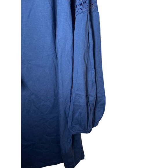 Chaps‎ Womens Blue Crochet Sleeve Top 2X Cotton Blend - Picture 3 of 12
